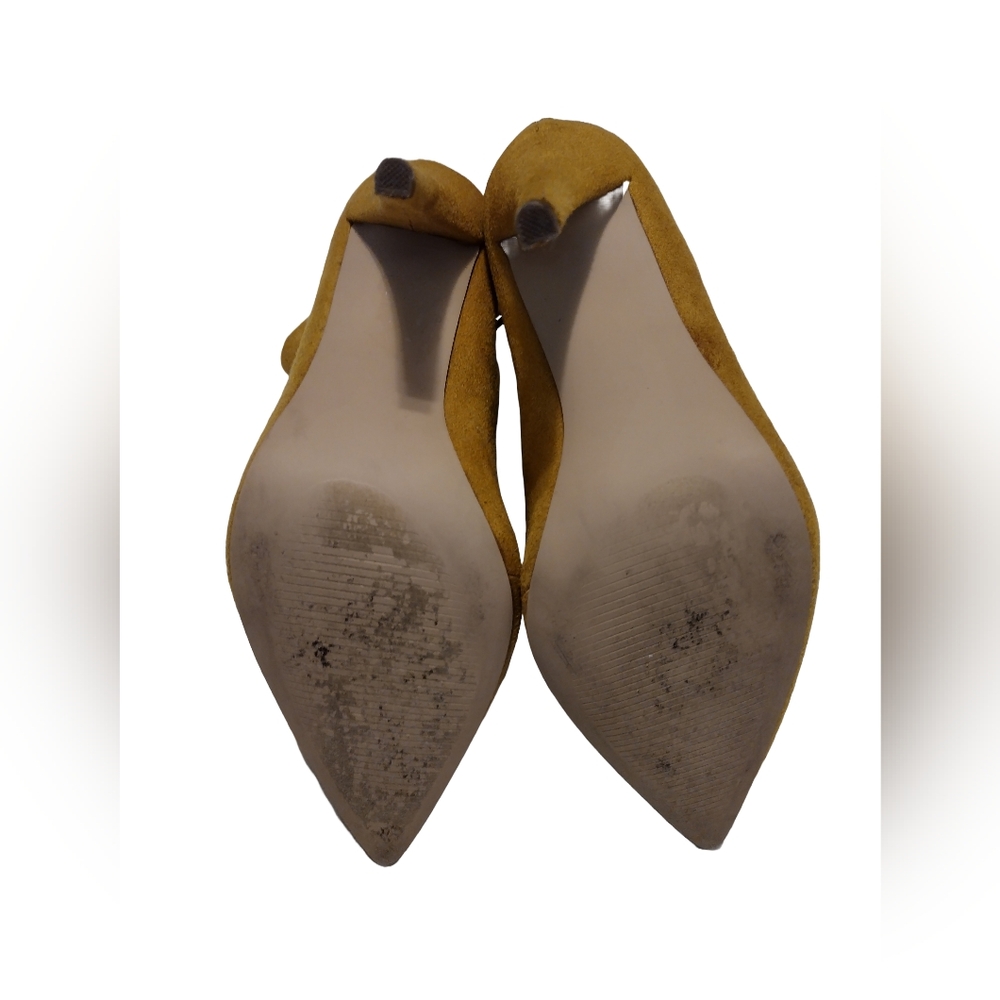 Women's Mustard Suede Ankle Boots - Picture 6 of 7
